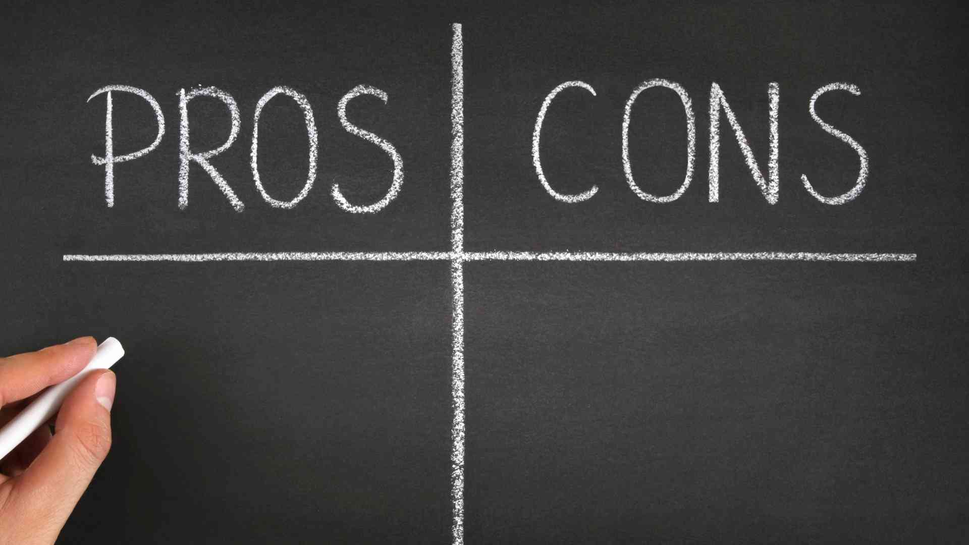 a blackboard that illustrates the pros and cons of hiring a virtual assistant and a regular employee